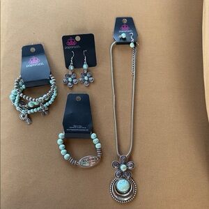 Paparazzi Silver and Turquoise Jewelry Set